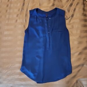 NYDJ Sleeveless Satin Shell in Cobalt Blue